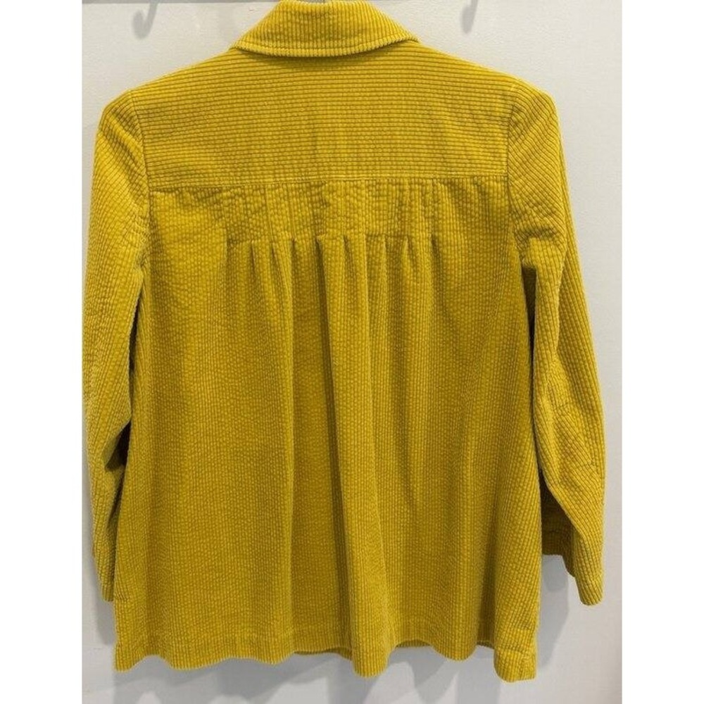J Jill Chartreuse Corduroy Button Front Jacket Pleated Back Pockets Size L - Picture 7 of 11